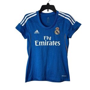 Adidas Real Madrid Fly Emirates jersey short sleeve athletic top blue size small